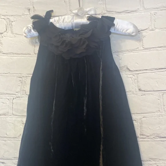 Benetton Black Velvet Sleeveless Dress Size Small Size 6 Excellent Condition
